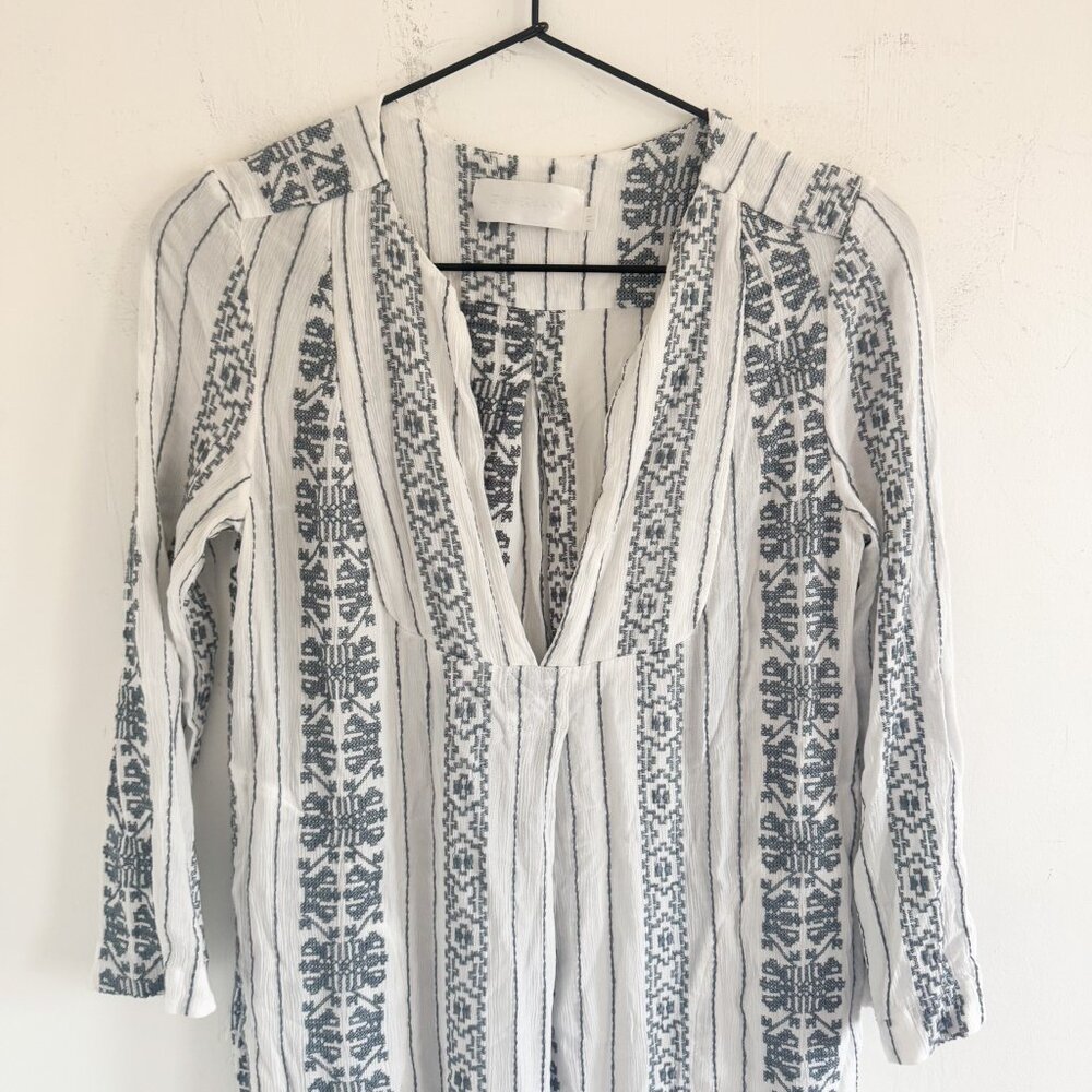 Zimmerman Gray White Cotton Embroidered Dress 0 - Picture 3 of 8